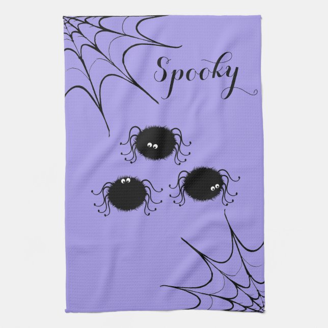 Halloween Kitchen Towel-Dancing Spiders Tea Towel (Vertical)