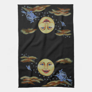 Halloween,kitchen,towel,moon,witches,stars Tea Towel