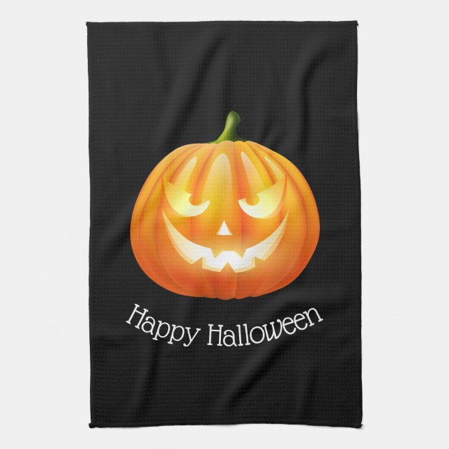 Halloween Kitchen Towel-Pumpkin Tea Towel (Vertical)