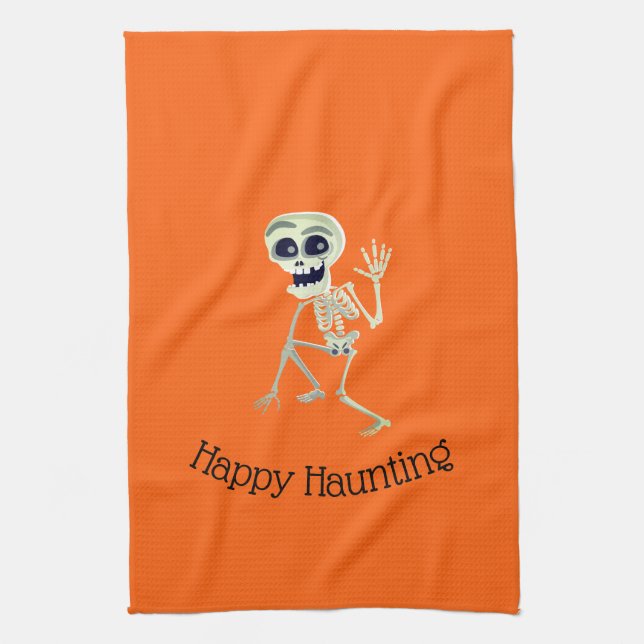 Halloween Kitchen Towel-Skeleton Tea Towel (Vertical)