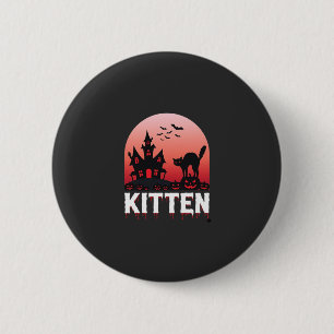 Halloween Kitten Haunted House Cat Design_1 6 Cm Round Badge