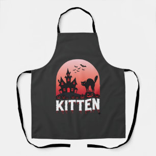 Halloween Kitten Haunted House Cat Design_1 Apron