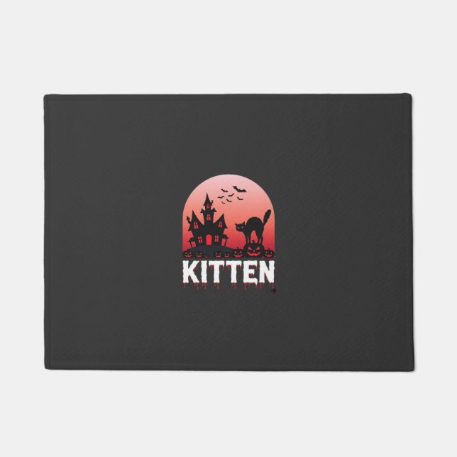 Halloween Kitten Haunted House Cat Design_1 Doormat (Front)