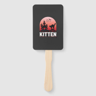Halloween Kitten Haunted House Cat Design_1 Hand Fan