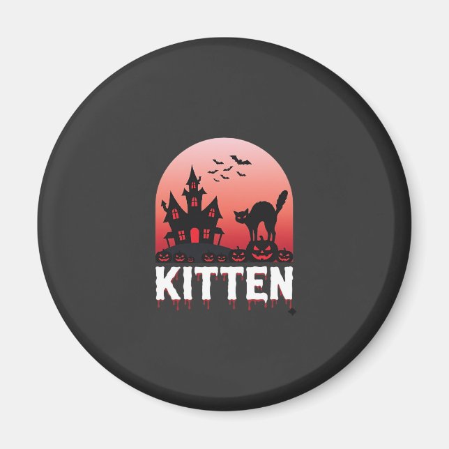 Halloween Kitten Haunted House Cat Design_1 Magnet (Front)