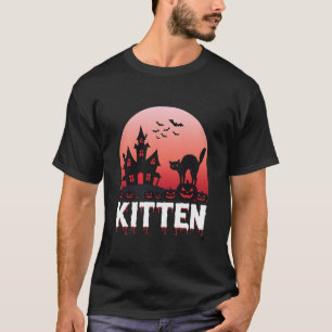 Halloween Kitten Haunted House Cat Design_1 T-Shirt
