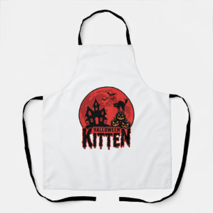 Halloween Kitten Haunted House Cat Graphic_1 Apron