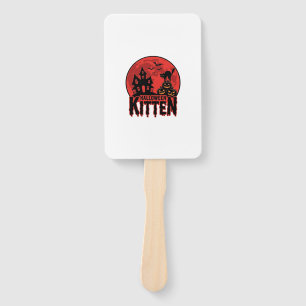 Halloween Kitten Haunted House Cat Graphic_1 Hand Fan