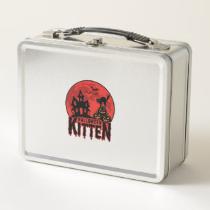 Halloween Kitten Haunted House Cat Graphic_1 Metal Lunch Box
