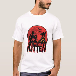 Halloween Kitten Haunted House Cat Graphic_1 T-Shirt