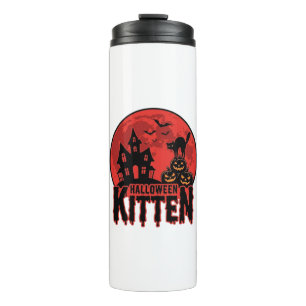 Halloween Kitten Haunted House Cat Graphic_1 Thermal Tumbler