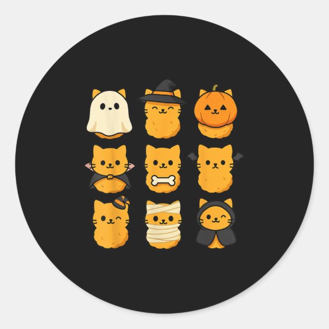 Halloween Kitten Nuggets Food Pun Cat Lover  Classic Round Sticker (Front)