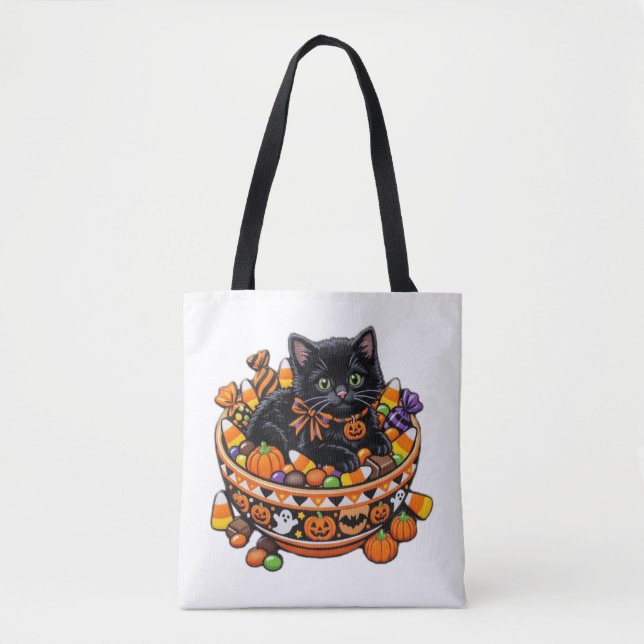 Halloween Kitten Tote Bag (Front)