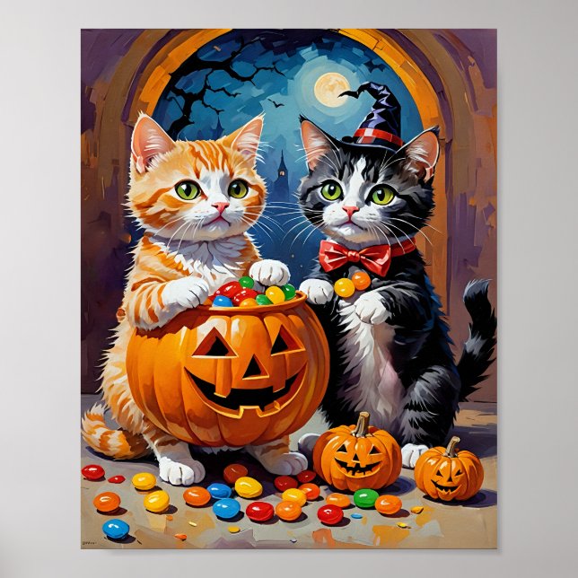Halloween Kittens Candy Night Poster (Front)