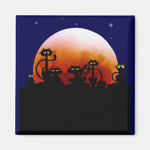 Halloween Kitties and Halloween Moon Magnet