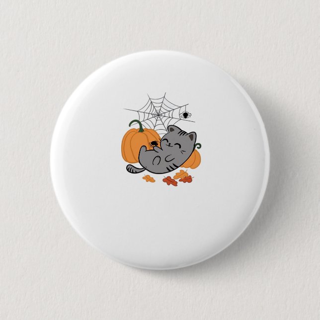 Halloween Kitty and Spiders Classic T-Shirt 6 Cm Round Badge (Front)