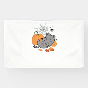 Halloween Kitty and Spiders Classic T-Shirt Banner