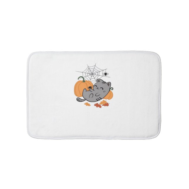 Halloween Kitty and Spiders Classic T-Shirt Bath Mat (Front)