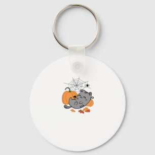 Halloween Kitty and Spiders Classic T-Shirt Key Ring
