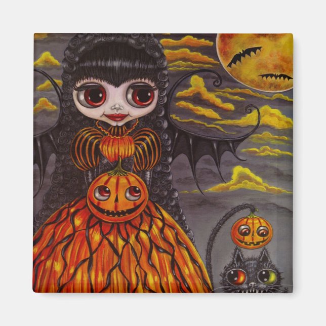 Halloween Kitty Cat Fairy Magnet (Front)