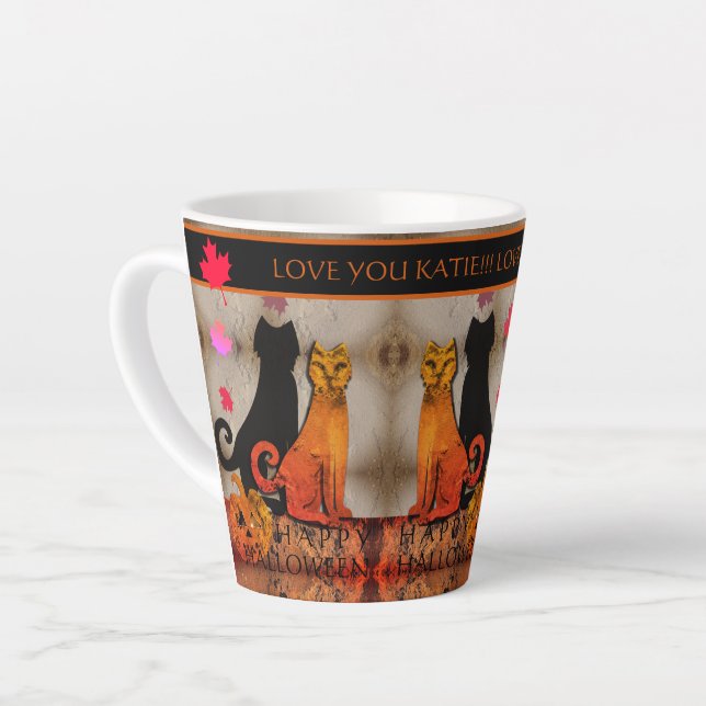 Halloween Kitty Cat  Latte Mug (Left Angle)