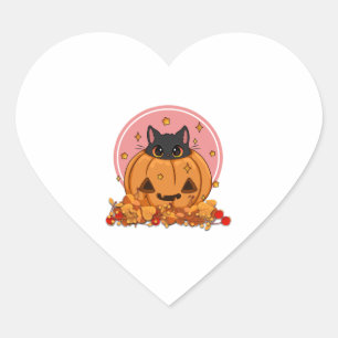 Halloween kitty  heart sticker