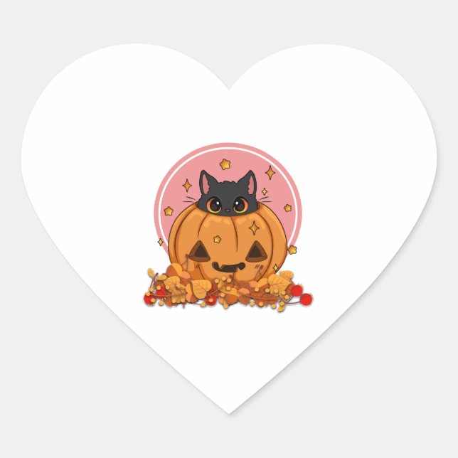 Halloween kitty  heart sticker (Front)