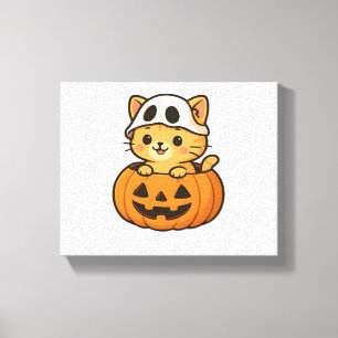 Halloween Kitty inside a pumpkin Classic T-Shirt Canvas Print