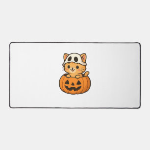 Halloween Kitty inside a pumpkin Classic T-Shirt Desk Mat