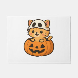 Halloween Kitty inside a pumpkin Classic T-Shirt Doormat