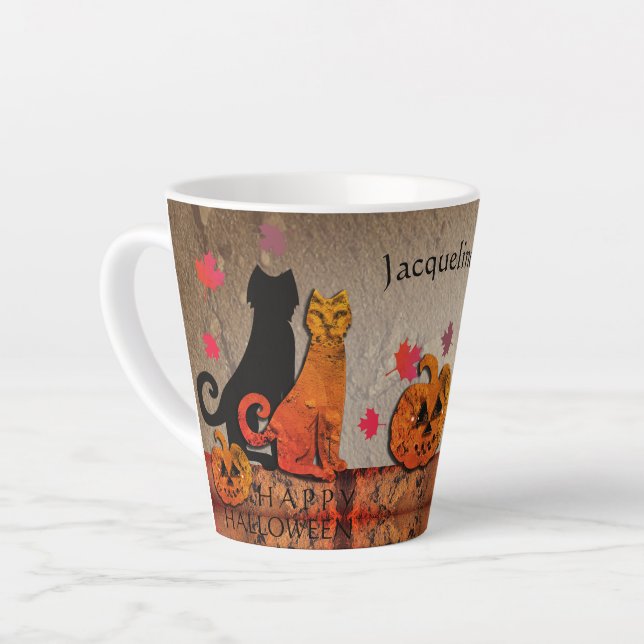 Halloween Kitty Latte Mug (Left Angle)