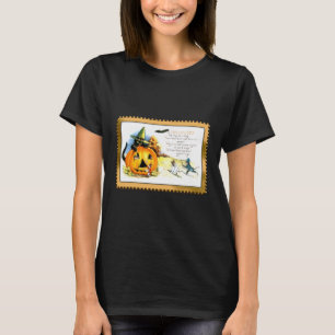 Halloween Kitty Sitting in Jack O Lantern T-Shirt