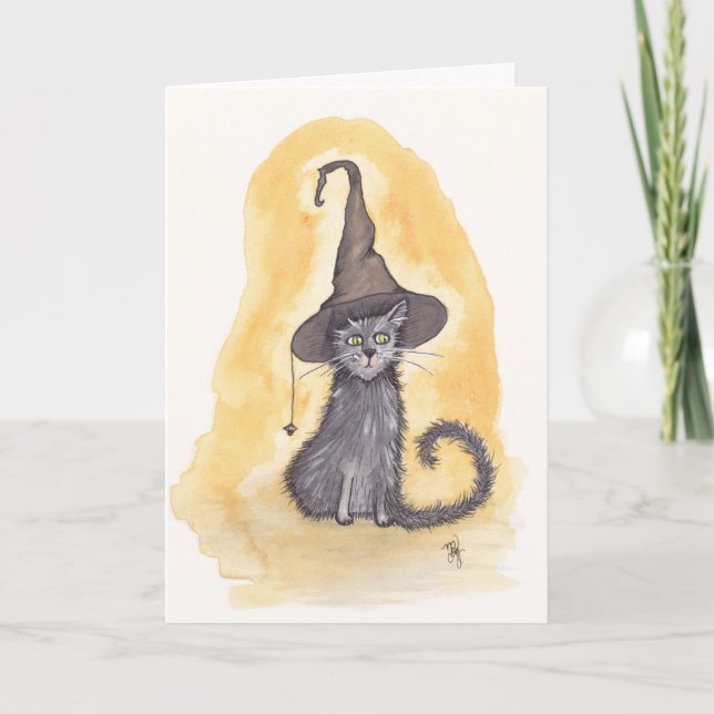 Halloween Kitty Witch Card (Front)