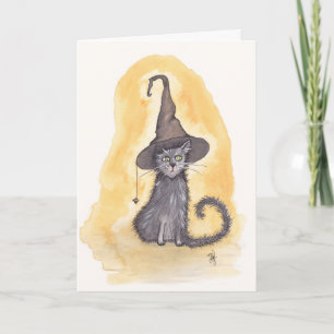 Halloween Kitty Witch Card