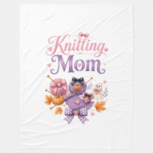 Halloween Knitting Mum - Fleece Blanket
