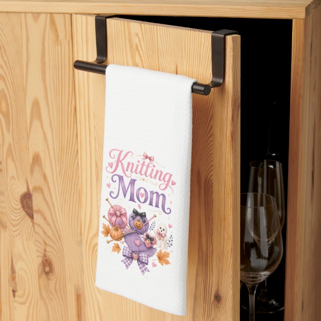 Halloween Knitting Mum - Kitchen Towel (Thirds Fold)