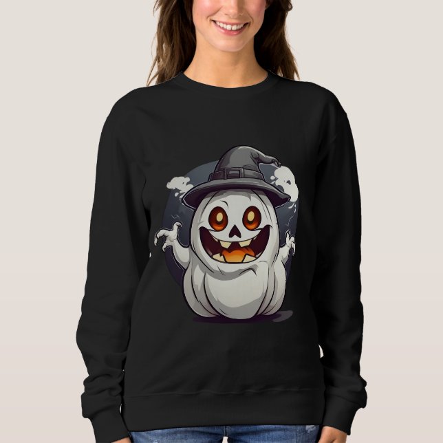 Halloween Kürbis Geist Sweatshirt (Front)