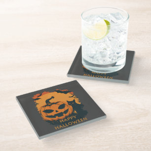 Halloween-Kürbis mit Gefährten Glass Coaster