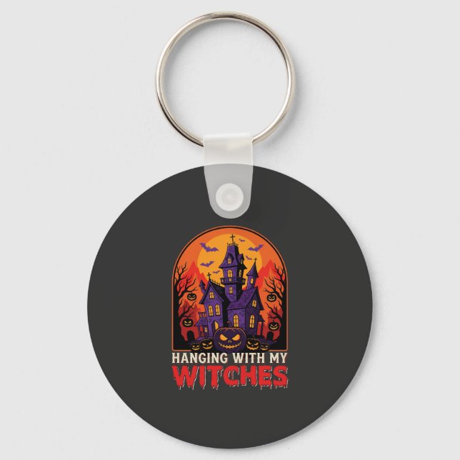 Halloween Laboratory Monster Pumpkin Moon Vector Key Ring (Front)