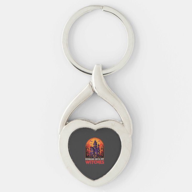 Halloween Laboratory Monster Pumpkin Moon Vector Key Ring (Front)