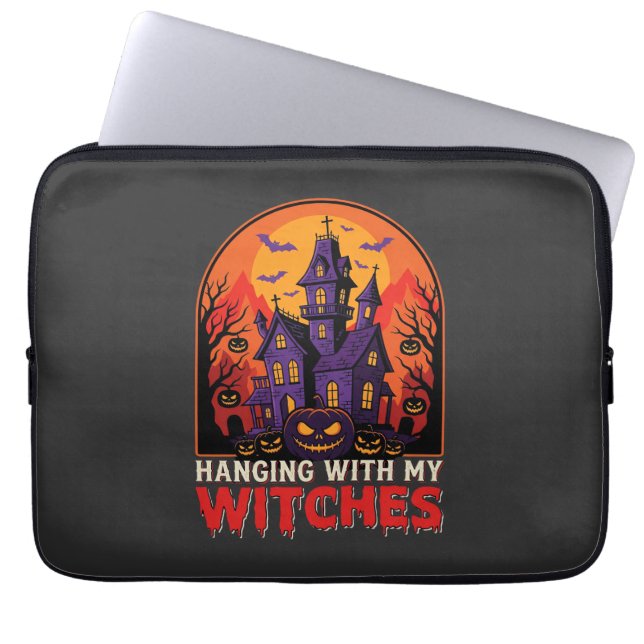 Halloween Laboratory Monster Pumpkin Moon Vector Laptop Sleeve (Front)