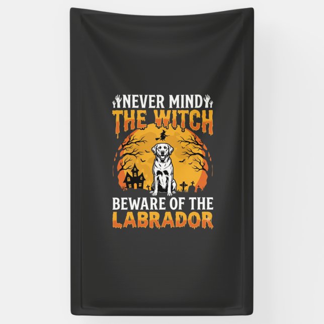 Halloween Labrador Beware of the Dog Banner (Vertical)