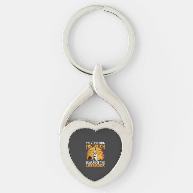 Halloween Labrador Beware of the Dog Key Ring (Front)