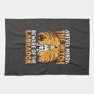 Halloween Labrador Beware of the Dog Tea Towel