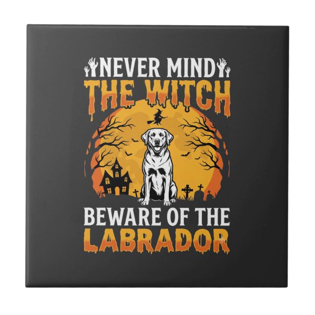 Halloween Labrador Beware of the Dog Tile (Front)