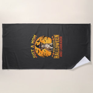 Halloween Labrador Mum Witch Dog Design_1 Beach Towel
