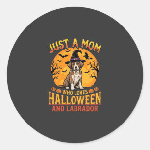 Halloween Labrador Mum Witch Dog Design_1 Classic Round Sticker