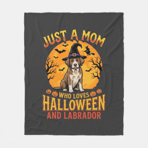 Halloween Labrador Mum Witch Dog Design_1 Fleece Blanket