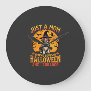 Halloween Labrador Mum Witch Dog Design_1 Large Clock