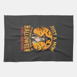 Halloween Labrador Mum Witch Dog Design_1 Tea Towel
